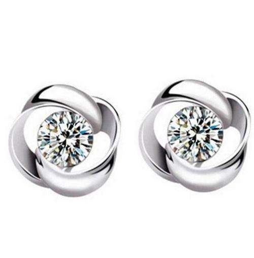 High Grade  Austrian Crystal Stud Earrings S925 Sterling Silver
